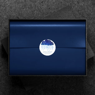 Baby Sprinkle Classic Blue Cool Shower Thank You Round Sticker