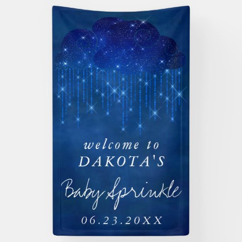 Baby Sprinkle Classic Blue  Dark Shower Welcome Banner
