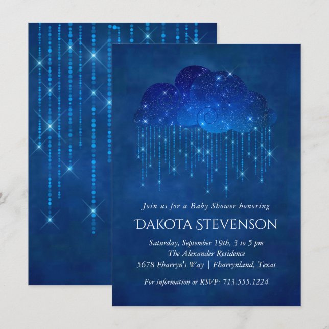 Baby Sprinkle Classic Blue | Moody Baby Shower Invitation (Front/Back)