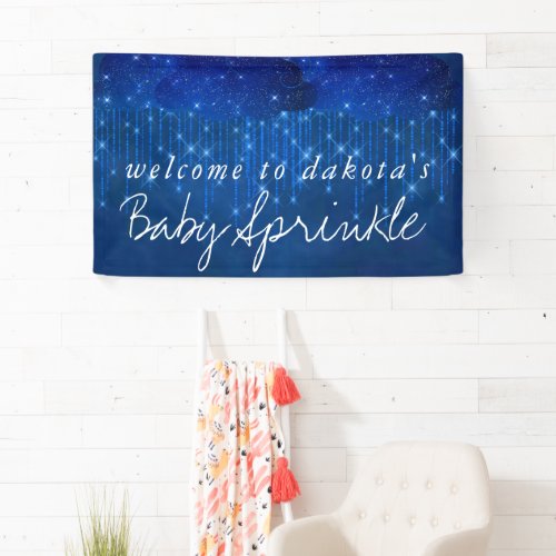 Baby Sprinkle Classic Blue  Moody Shower Welcome Banner