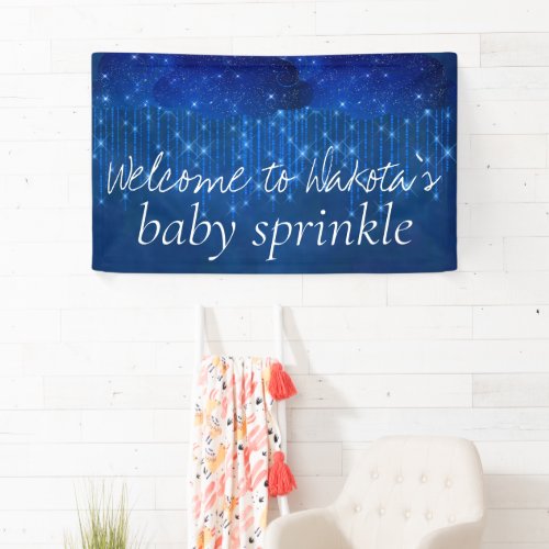 Baby Sprinkle Classic Blue  Moody Shower Welcome Banner
