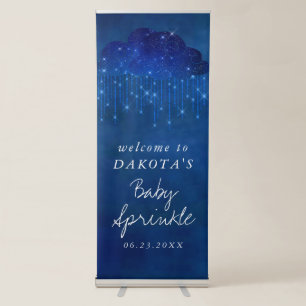 Baby Sprinkle Classic Blue Rain Shower Welcome Retractable Banner