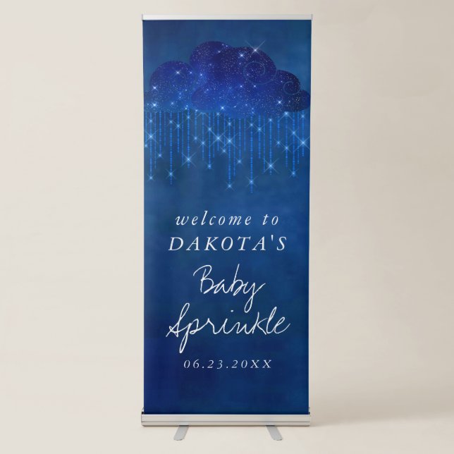 Baby Sprinkle Classic Blue | Rain Shower Welcome Retractable Banner (Front)