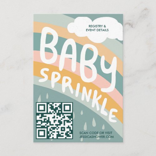 BABY SPRINKLE Clouds Rainbow Cute Custom QR CODE Enclosure Card