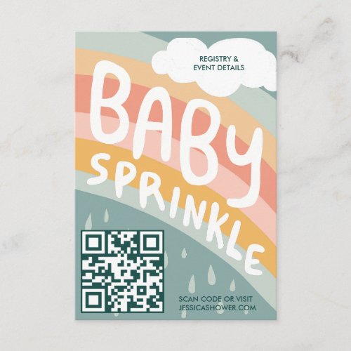 BABY SPRINKLE Clouds Rainbow Cute Custom QR CODE Enclosure Card