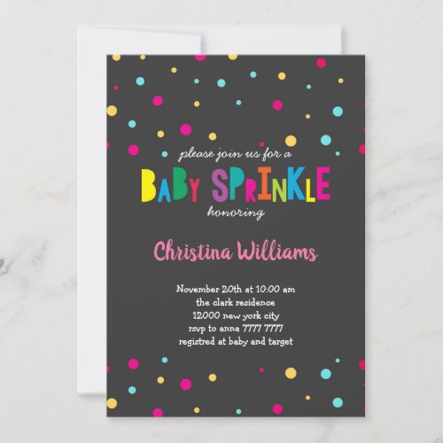 Baby Sprinkle Confetti Colorful Dots Rainbow Cute Invitation