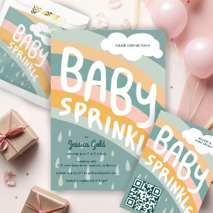 BABY SPRINKLE Cute Clouds Rainbow Rain Custom Invitation