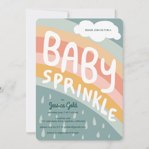 BABY SPRINKLE Cute Clouds Rainbow Rain Custom  Invitation