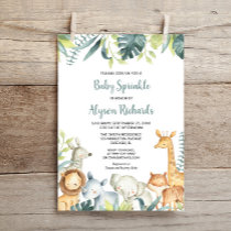 Baby sprinkle cute safari animals gender neutral invitation