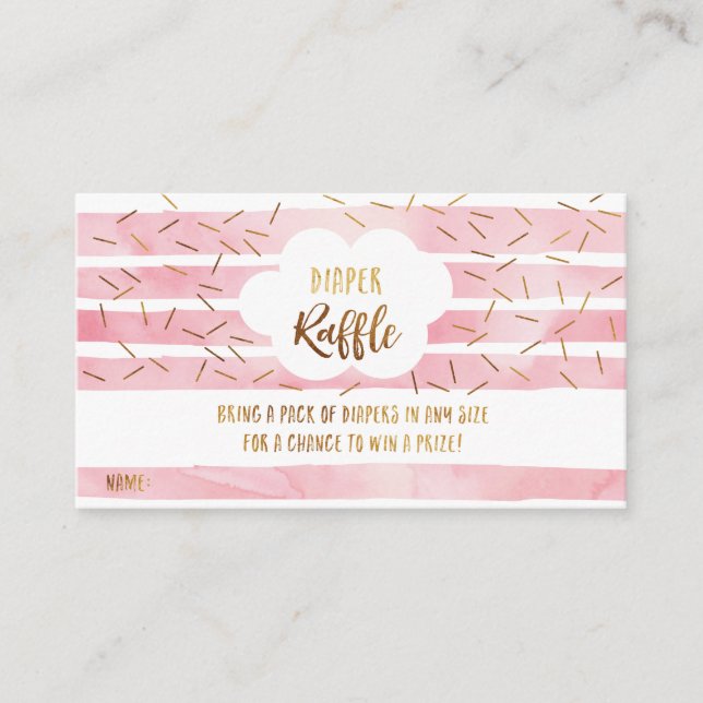 Baby Sprinkle Diaper Raffle Cards - Pink and Gold (Front)