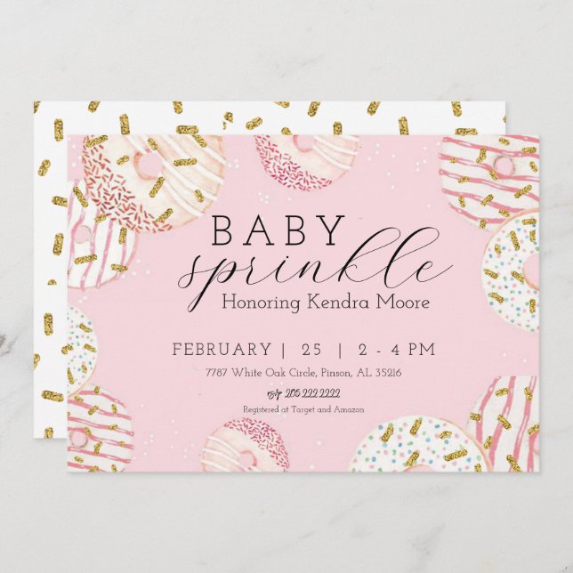 Baby Sprinkle Donut Invitation  (Front/Back)