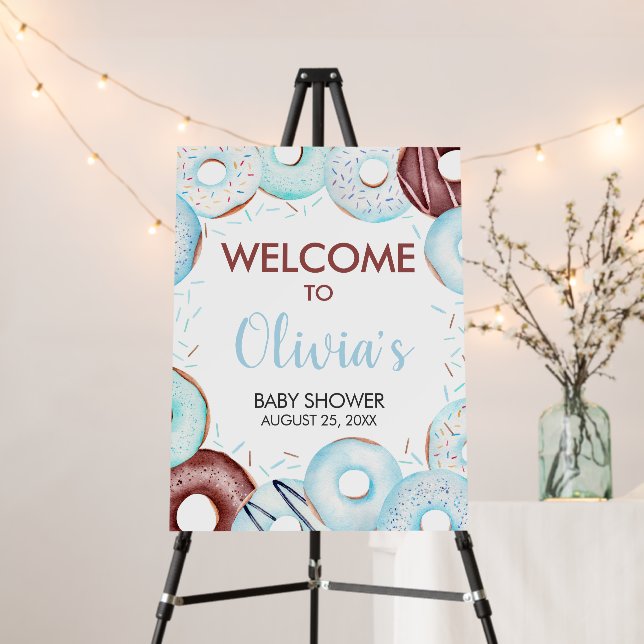 Baby Sprinkle Donuts Baby Shower Welcome Sign (In Situ (Stand))