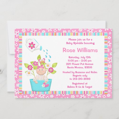Baby Sprinkle Flower Pot Girl Shower Invitation