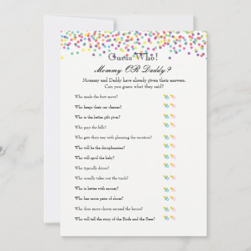 Baby Sprinkle Game _ Wishes for Baby and Guess Who Advice Card