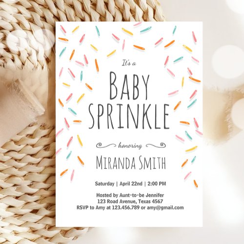 Baby Sprinkle Gender Neutral Sprinkles Confetti Invitation
