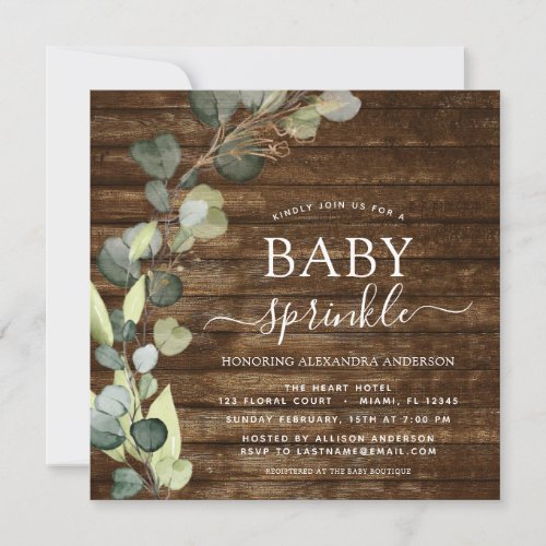 Baby Sprinkle Greenery Eucalyptus Succulent Invitation