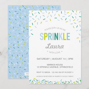 Baby Sprinkle Invitation, Blue / Green Sprinkles Invitation