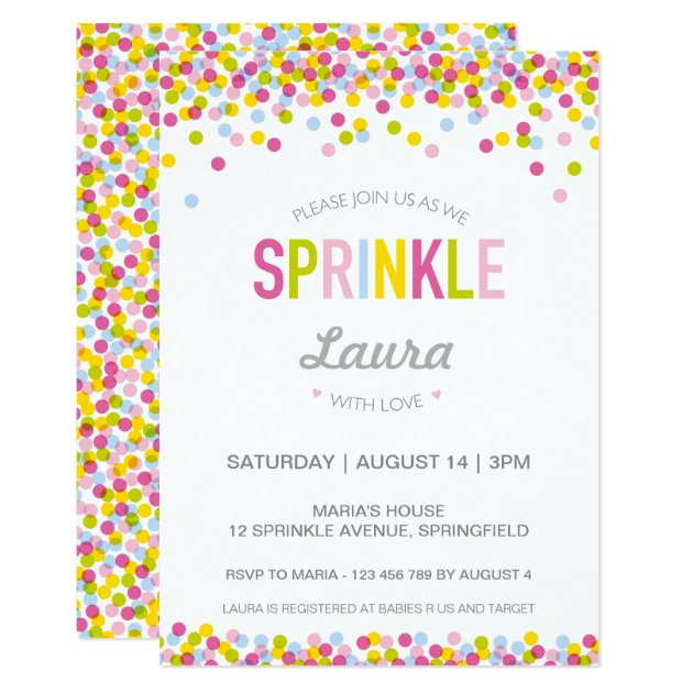 Baby Sprinkle Invitation, Bright Colours Card