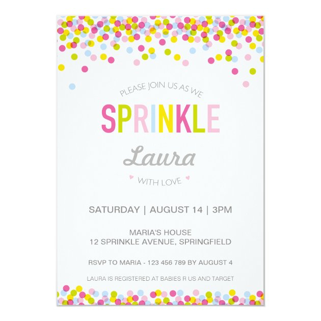 Baby Sprinkle Invitation, Bright Colours Card