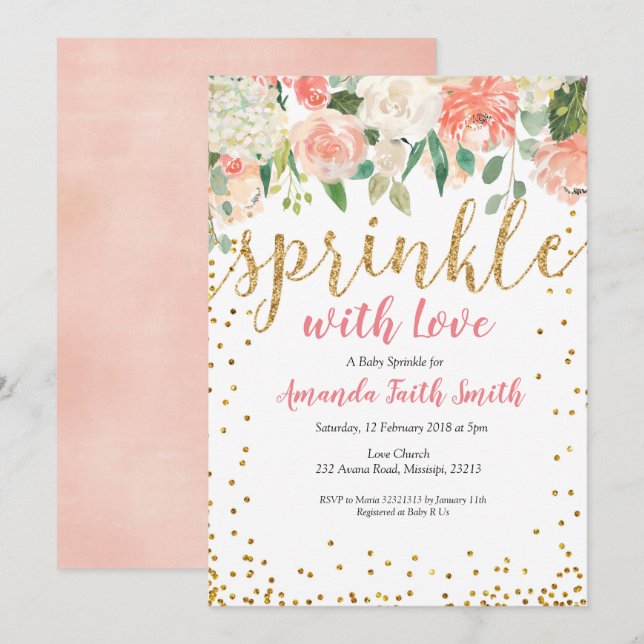 Baby Sprinkle Invitation Card Floral (Front/Back)