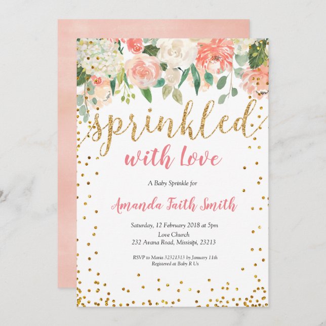 Baby Sprinkle Invitation Card Floral (Front/Back)