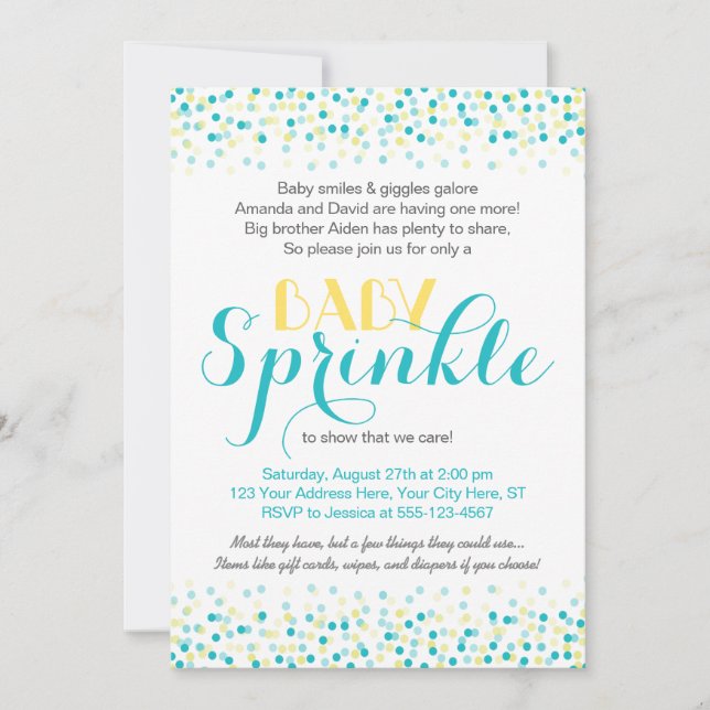 Baby Sprinkle Invitation • Confetti Design (Front)