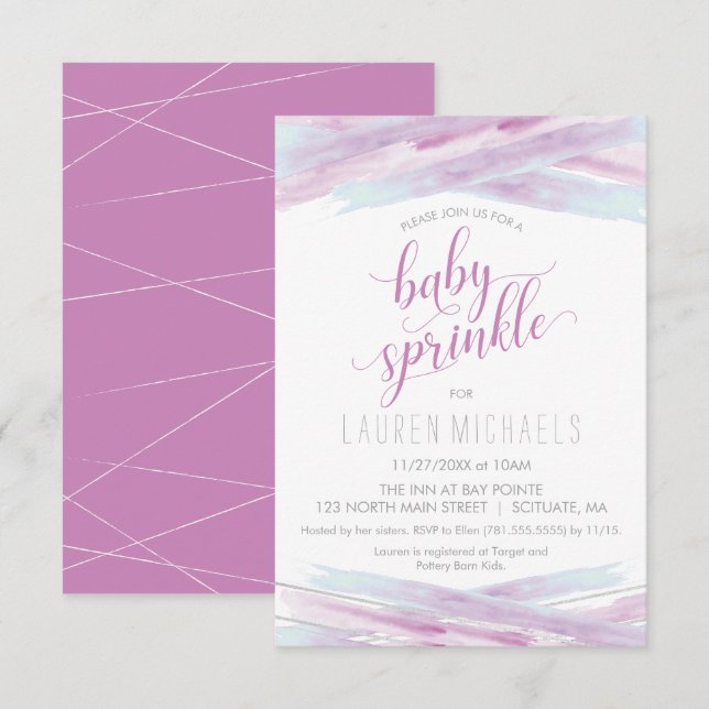 Baby Sprinkle Invitation - Customize, Girl, Pink (Front/Back)