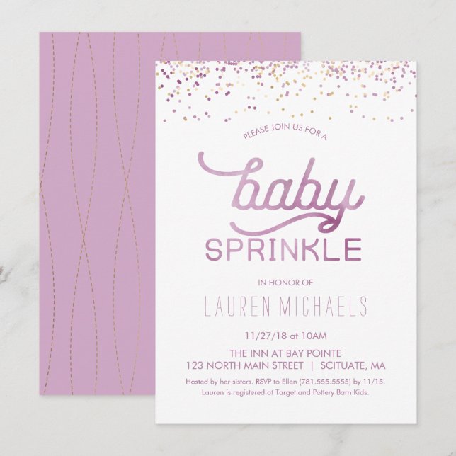 Baby Sprinkle Invitation - Customize Invite,  Girl (Front/Back)
