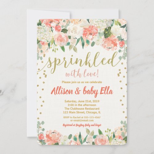 Baby sprinkle invitation for girl sprinkled love