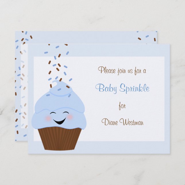 Baby Sprinkle Invitation in Blue (Front/Back)