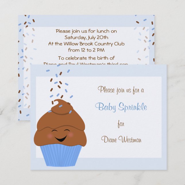 Baby Sprinkle Invitation in Blues (Front/Back)