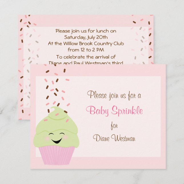 Baby Sprinkle Invitation in Pink (Front/Back)