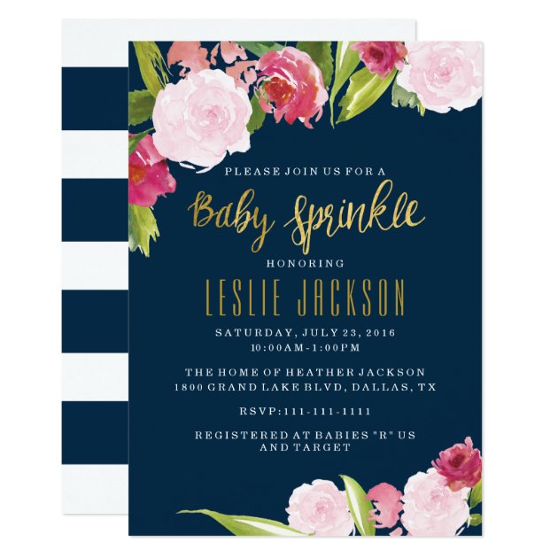 Baby Sprinkle Invitation Navy And Gold