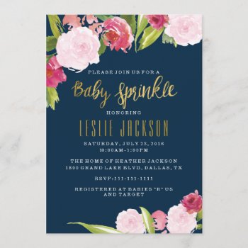 Baby Sprinkle Invitation Navy And Gold by EllisonReed at Zazzle