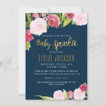 Baby Sprinkle Invitation Navy And Gold at Zazzle