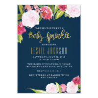 Baby Sprinkle Invitation Navy and Gold