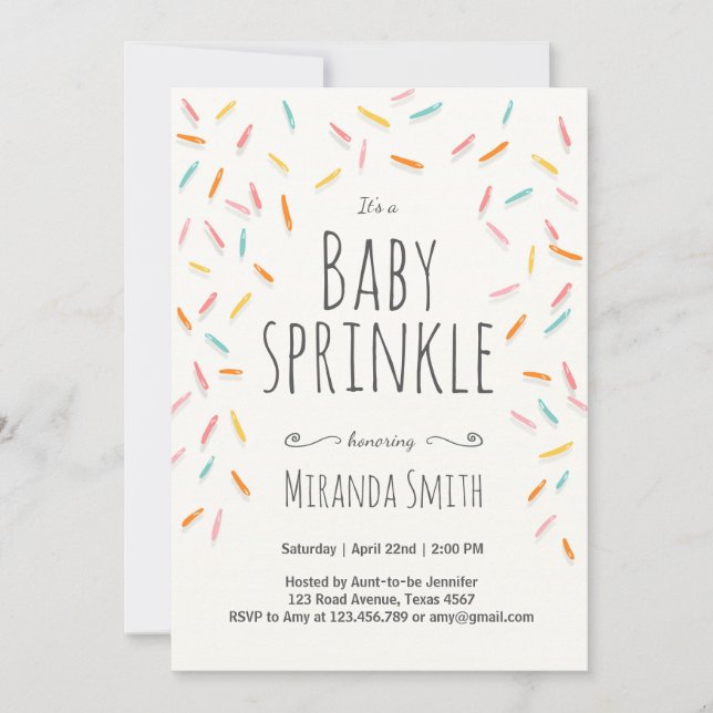 Baby Sprinkle invitation Sprinkles Confetti (Front)