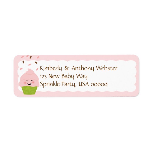 Baby Sprinkle Matching Pink Return Address Lable Label (Front)