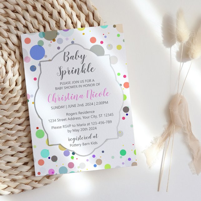 Baby Sprinkle Multicolor Polka Dots Baby Shower Invitation (Creator Uploaded)