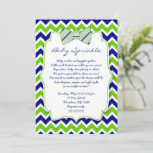 Baby Sprinkle Navy Green Bow tie shower invite (Standing Front)