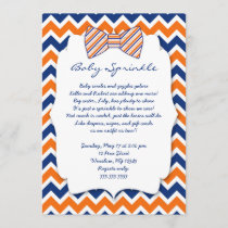 Baby Sprinkle navy orange Bow tie baby shower Invitation