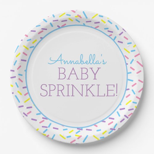 Baby Sprinkle Paper Plate with Blue Outline