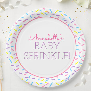 Baby Sprinkle Paper Plate With Pink Outline by allpetscherished at Zazzle