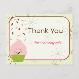 Baby Sprinkle Party Thank You in Pink Postcard