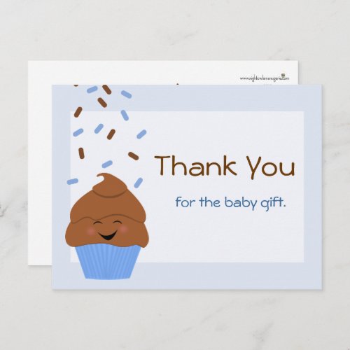 Baby Sprinkle Party Thank You Postcard in Blue