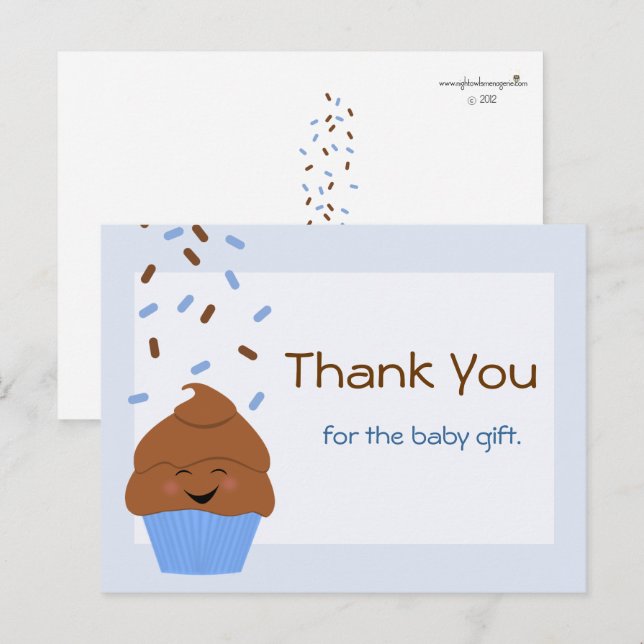Baby Sprinkle Party Thank You Postcard in Blue (Front/Back)
