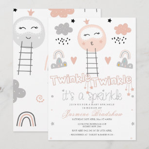 Baby Sprinkle Pathway to the Moon Pink Invitation