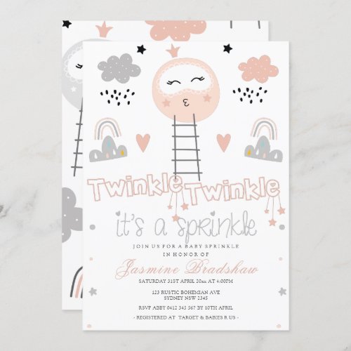 Baby Sprinkle Pathway to the Moon Pink Invitation