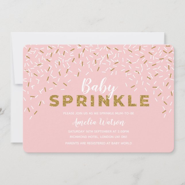 Baby Sprinkle Pink Baby Shower Invitation (Front)