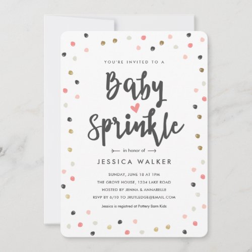 Baby Sprinkle Pink Confetti Girl Baby Sprinkle Invitation